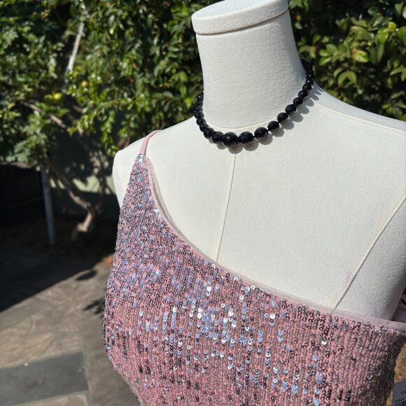 Xscape NWT Blush Pink Sequin One Shoulder Gown Floor Length Prom - Picture 5 of 9